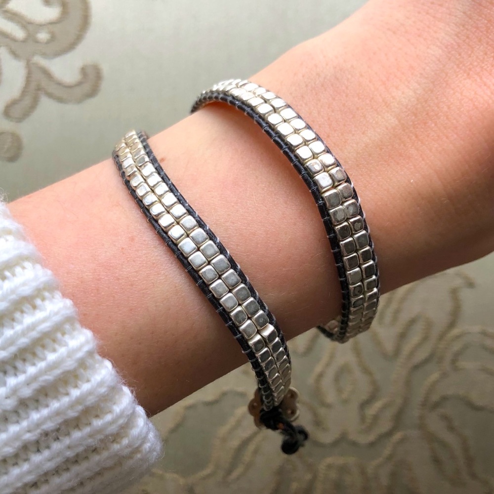 Stella & Dot silver cube wrap bracelet